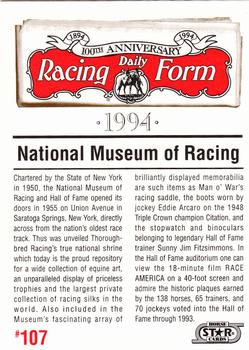 1993 Horse Star Daily Racing Form 100th Anniversary #107 National Museum of Racing Back